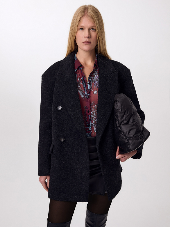 Пальто-жакет из шерсти и мохера с мембраной и утеплённой спинкой POMPA арт.1026660m90095